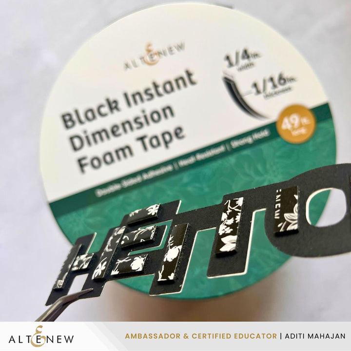 Black Instant Dimension Foam Tape - 1/16'' x 1/4'' x 15m - Altenew