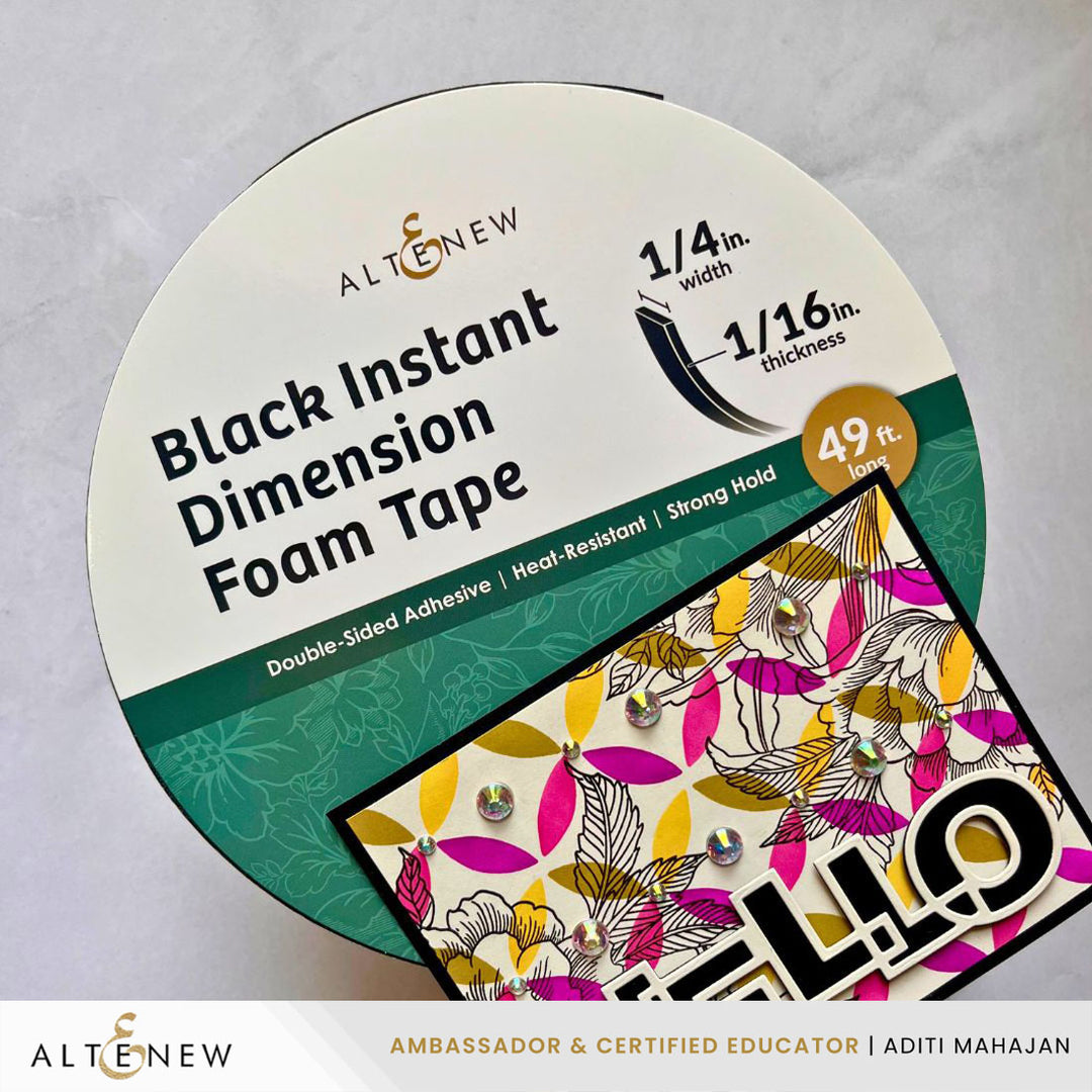 Black Instant Dimension Foam Tape - 1/16'' x 1/4'' x 15m - Altenew