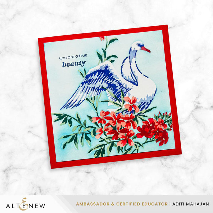 Stencil Art: Swan Serenade Layering Stencil Set (6 in 1) - Altenew