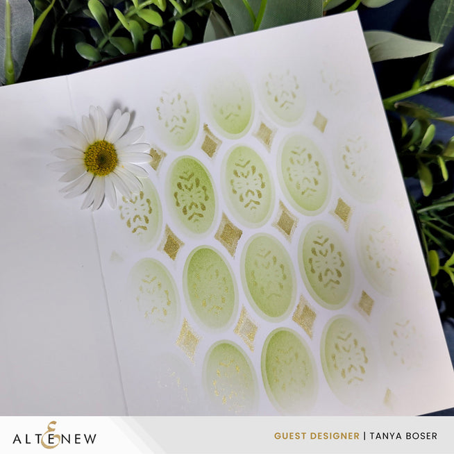 Altenew Heirloom Filigree stencil and embossing folder with intricate floral patterns for crafting and card making.