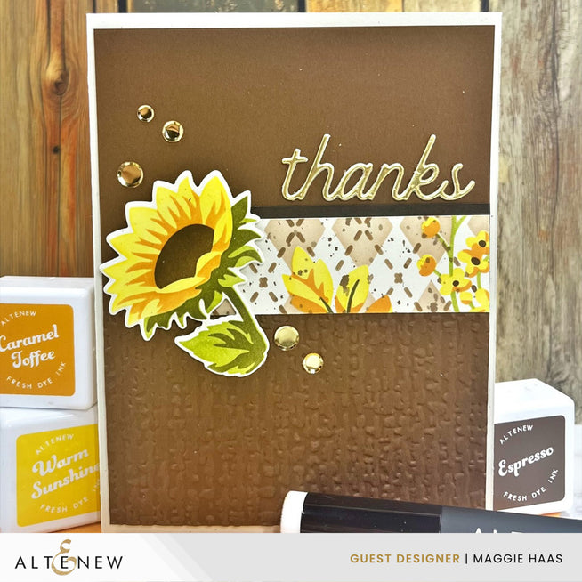 Altenew stencil and die bundle featuring botanical argyle patterns and cozy sentiment designs for card-making and craft projects