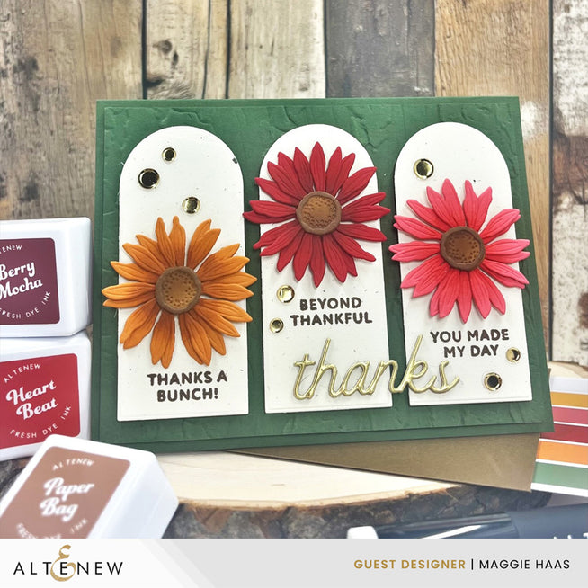 Clear Altenew Arched Sentiments stamp set featuring warm, cozy sentiments in a variety of arched designs, shown on clear stamping sheets.