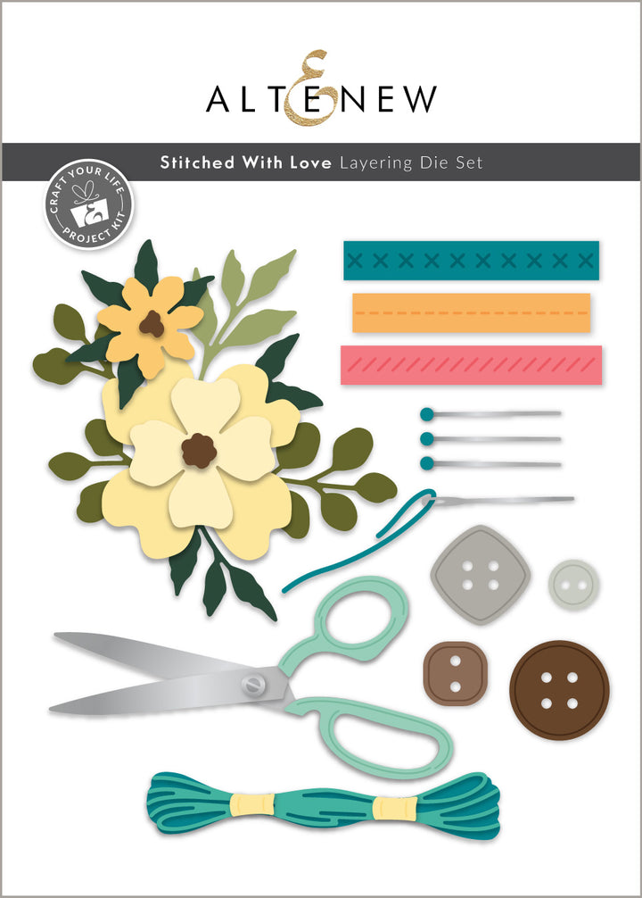 Craft Your Life Project Kit: Stitched With Love & Add-On Die Bundle - Altenew