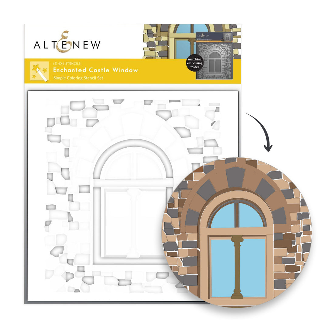 Enchanted Castle Window Simple Coloring Stencil Set (5 in 1)
