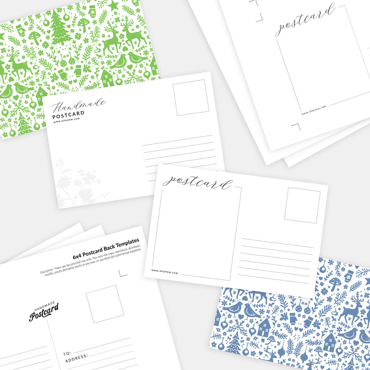 Printable 6x4 Postcard Back Templates (6 PDF Layouts)