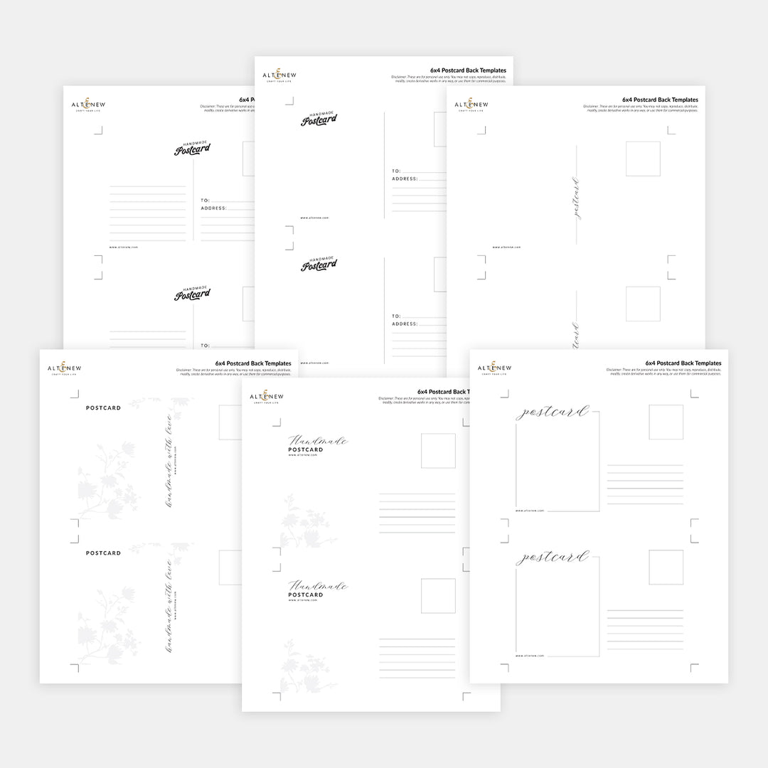 Printable 6x4 Postcard Back Templates (6 PDF Layouts)