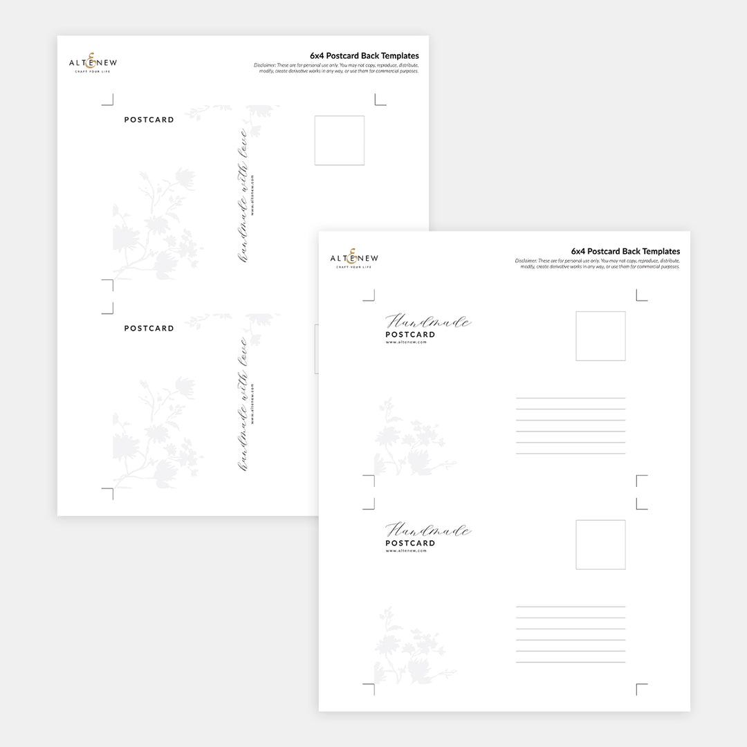 Printable 6x4 Postcard Back Templates (6 PDF Layouts)