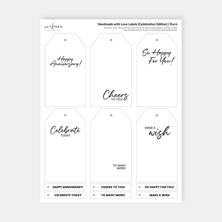 Handmade with Love Labels – Celebration Edition (Printable Gift Tags & Craft Labels) - Altenew