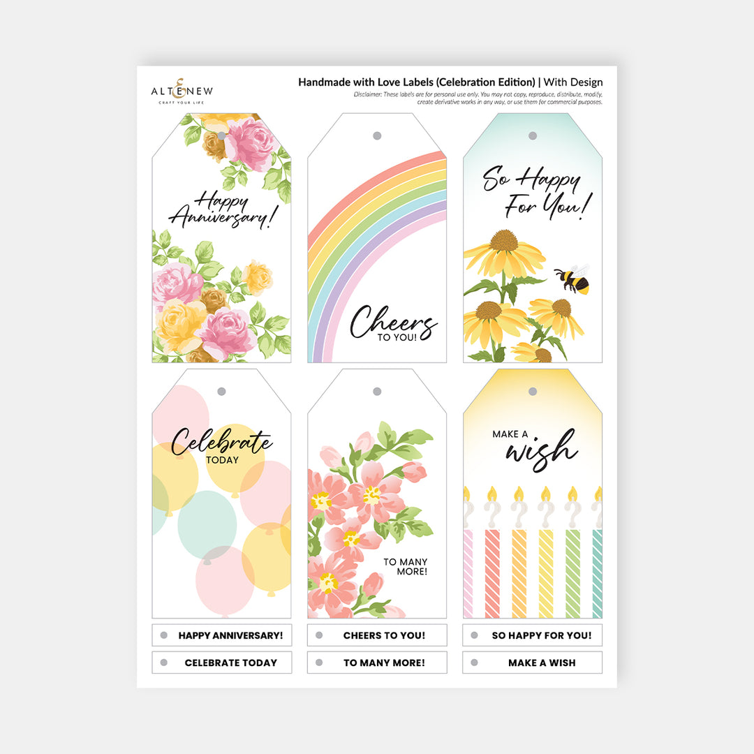 Handmade with Love Labels – Celebration Edition (Printable Gift Tags & Craft Labels) - Altenew