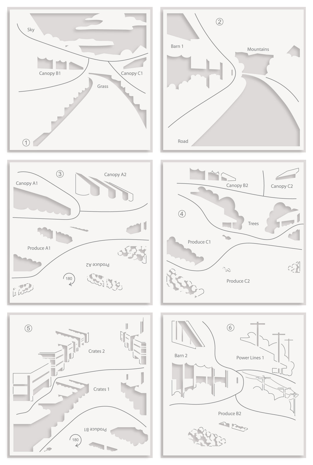 Rural Farmstand Layering Stencil Set (6 in 1)