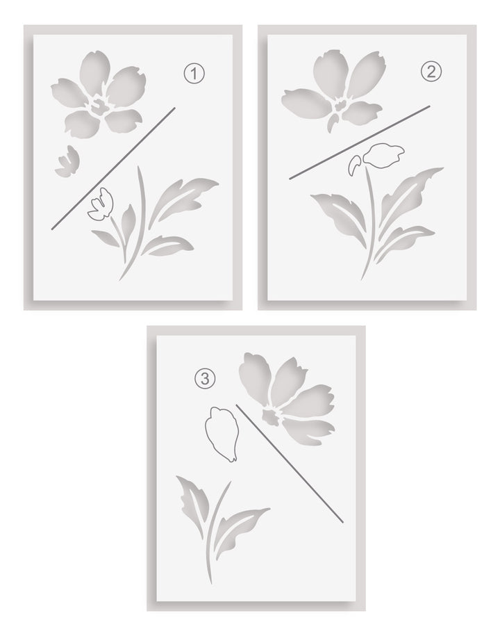 Painted Petals Stencil Set (3 in 1)