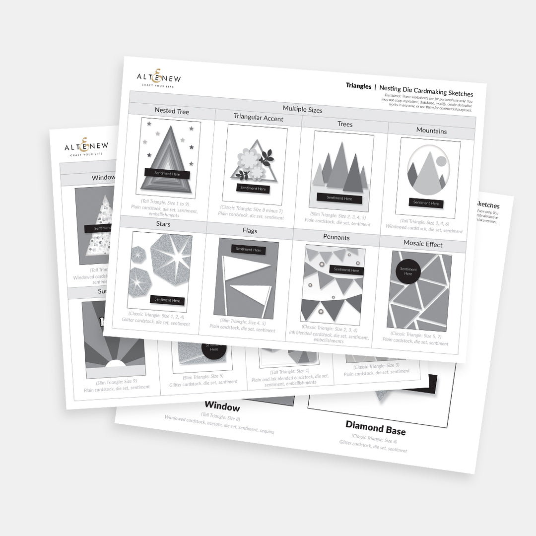 Printable Nesting Card Sketches: Triangles - Altenew