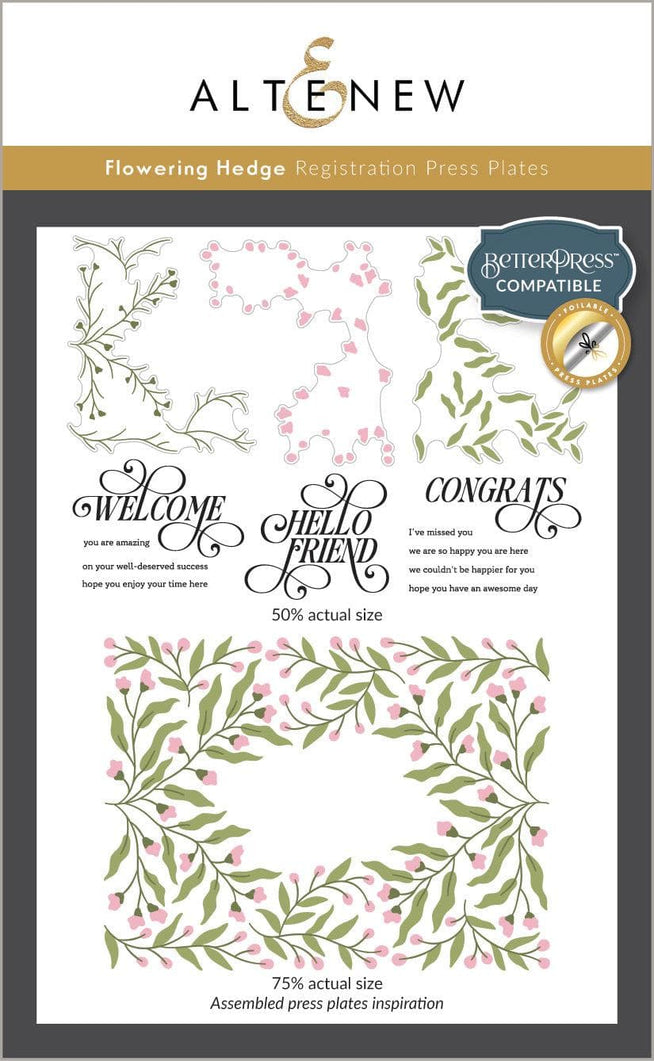 Altenew Betterpress Flowering Hedge Registration Press Plates set for detailed floral and foliage stamping.