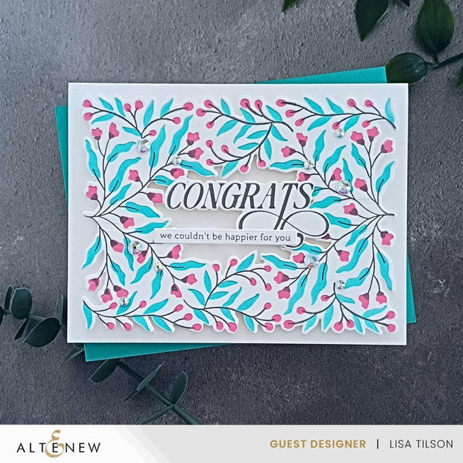 Altenew Betterpress Flowering Hedge Registration Press Plates set for detailed floral stamping and crafting projects.