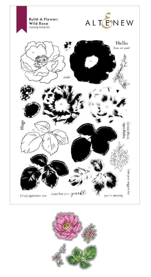 Altenew Build-A-Flower Set Build-A-Flower: Wild Rose Layering Stamp & Die Set