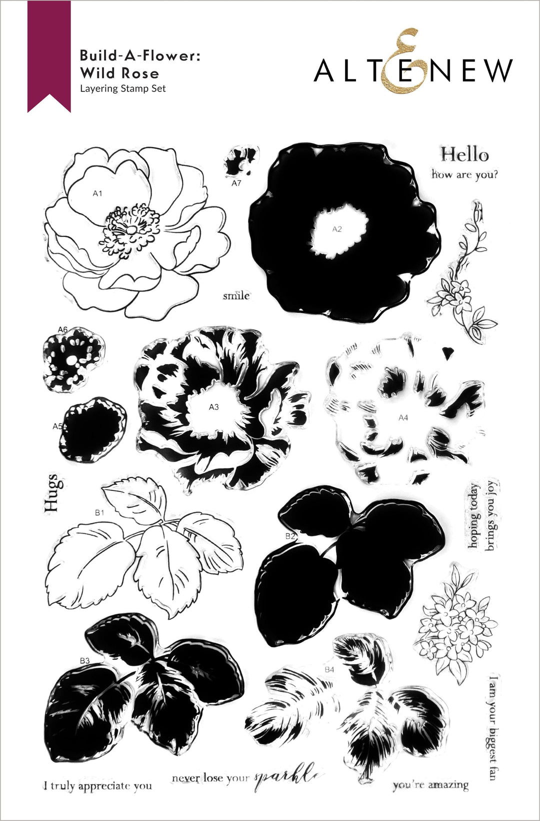 Altenew Build-A-Flower Set Build-A-Flower: Wild Rose Layering Stamp & Die Set