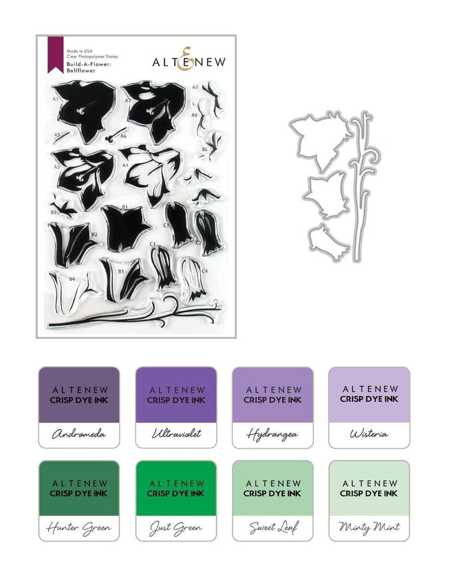 Altenew Build-A-Flower Set Z - Build-A-Flower: Bellflower Layering Stamp & Die Set & Ink Bundle