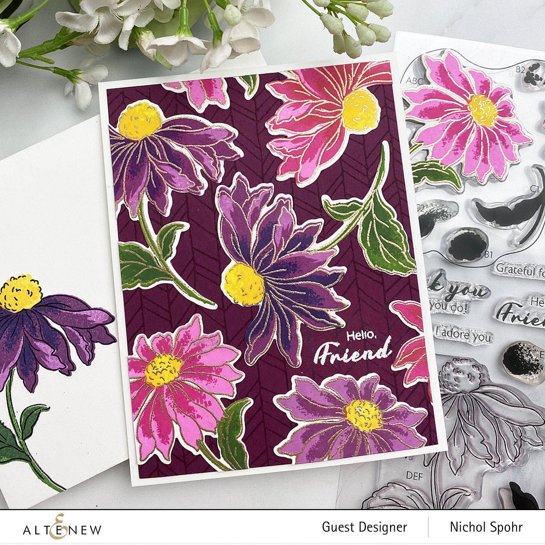 Altenew Build-A-Flower Set Build-A-Flower: Coneflower Layering Stamp & Die Set & Ink Bundle