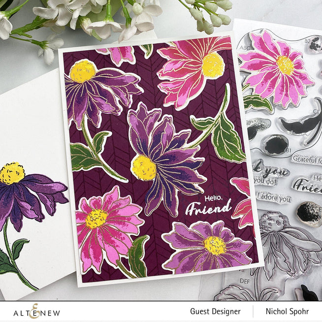 Altenew Build-A-Flower Set Build-A-Flower: Coneflower Layering Stamp & Die Set & Ink Bundle