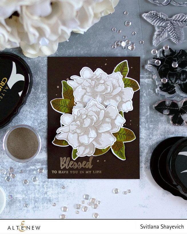 Altenew Build-A-Flower Set Build-A-Flower: Gardenia Layering Stamp & Die Set & Ink Bundle