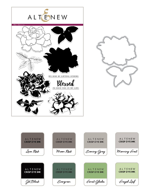 Altenew Build-A-Flower Set Build-A-Flower: Gardenia Layering Stamp & Die Set & Ink Bundle