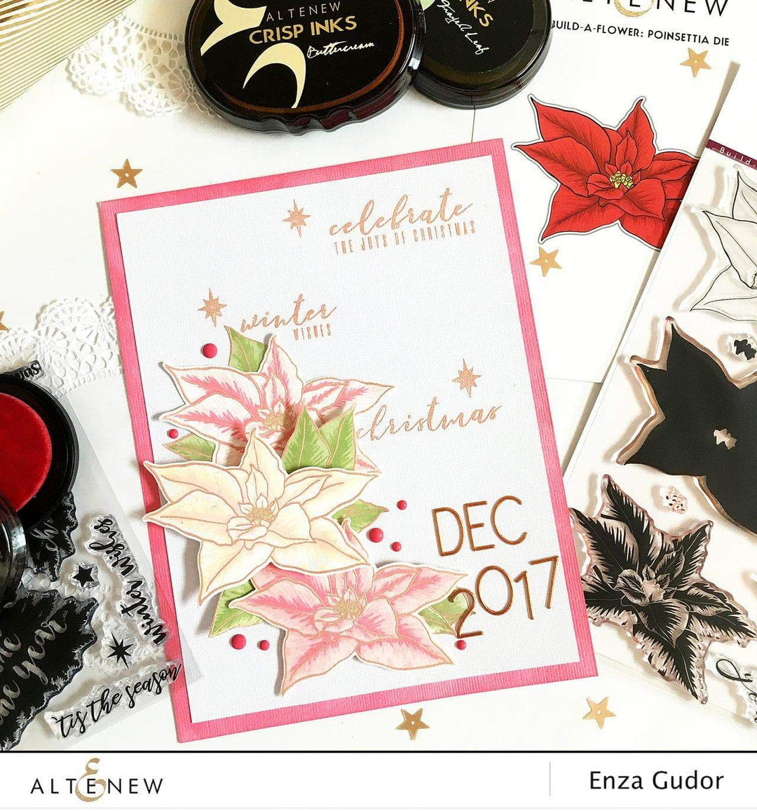 Altenew Build-A-Flower Set Build-A-Flower: Poinsettia Layering Stamp & Die Set & Ink Bundle