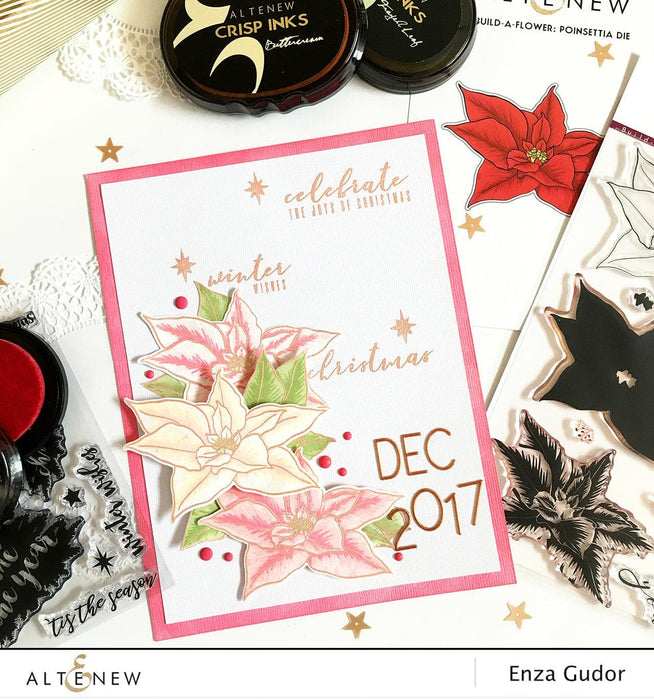 Altenew Build-A-Flower Set Build-A-Flower: Poinsettia Layering Stamp & Die Set & Ink Bundle