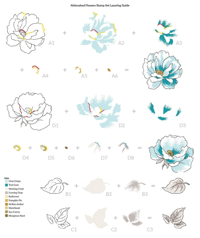 Photocentric Clear Stamps Airbrushed Flowers Stamp Set