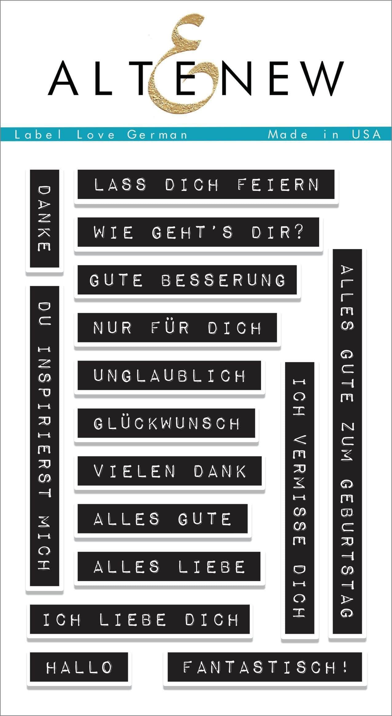 Photocentric Clear Stamps Label Love German Stamp Set