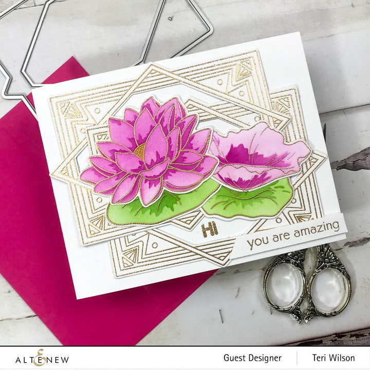PMA Industries, Inc. Clear Stamps Lotus Frame Stamp Set