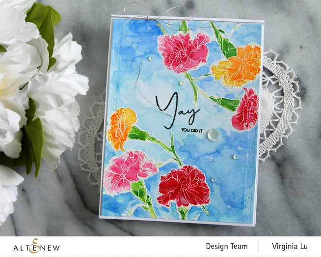 Photocentric Clear Stamps Paint-A-Flower: Carnations Outline Stamp Set
