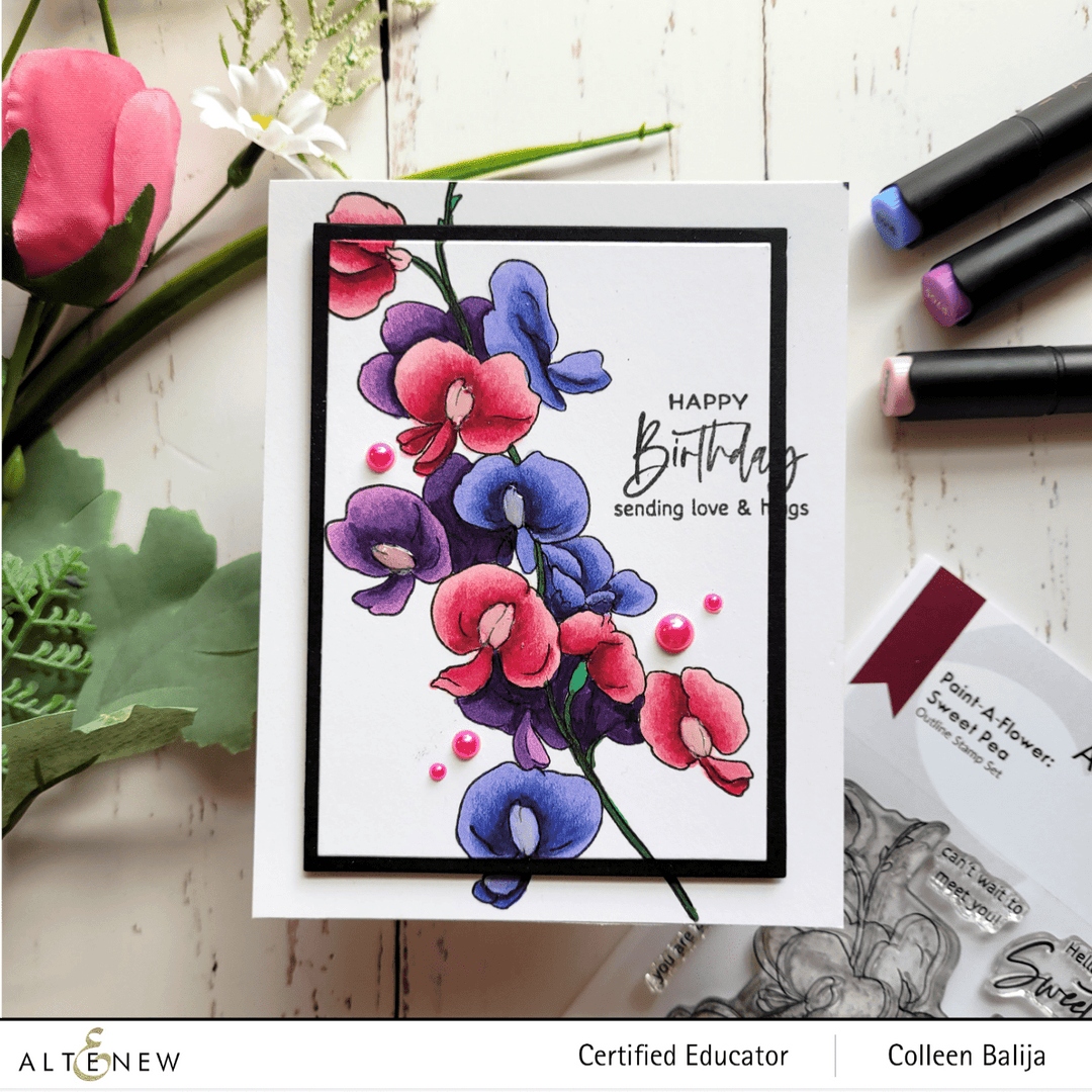 Photocentric Clear Stamps Paint-A-Flower: Sweet Pea Outline Stamp Set