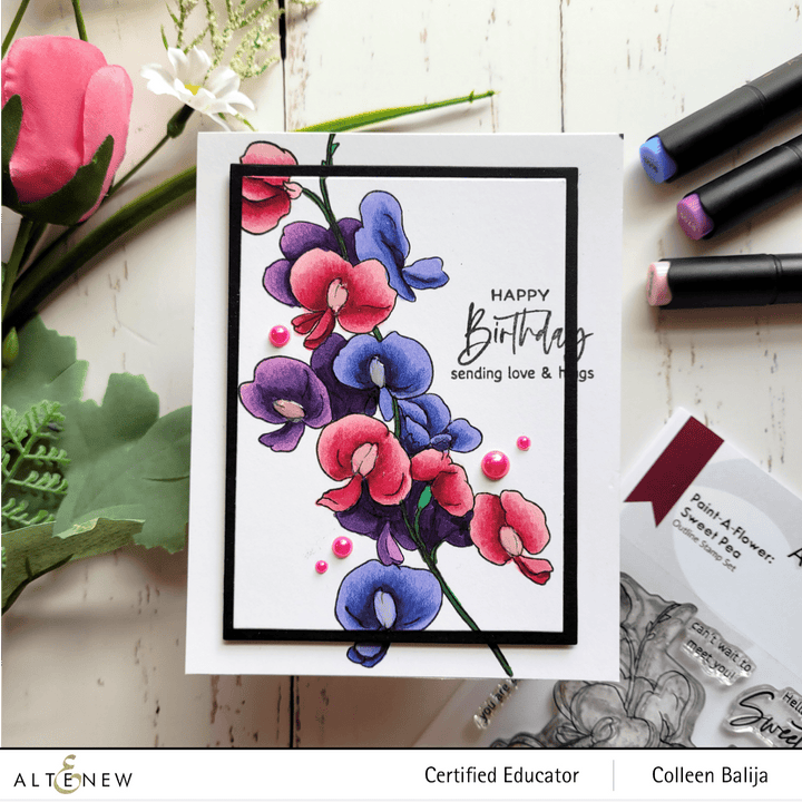 Photocentric Clear Stamps Paint-A-Flower: Sweet Pea Outline Stamp Set