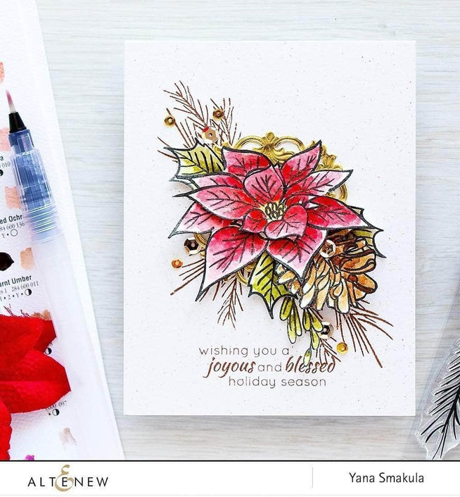 Photocentric Clear Stamps Poinsettia & Pine Stamp Set