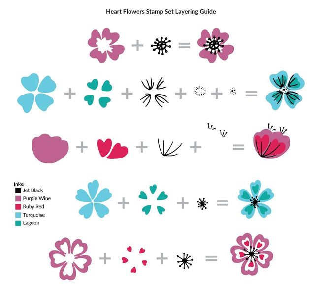 Photocentric Clear Stamps Heart Flowers Stamp Set