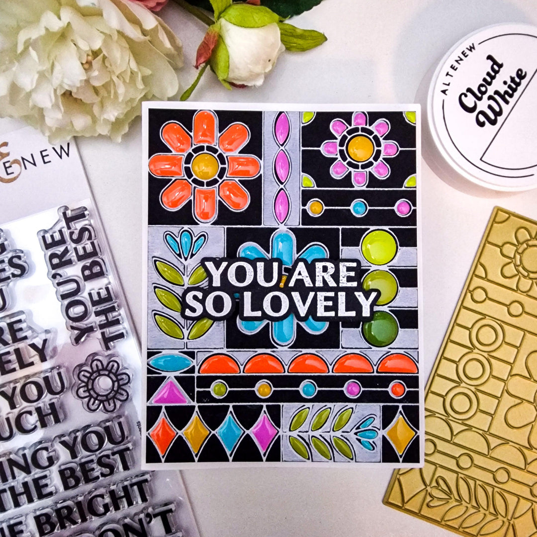 Altenew Die & Stencil & Hot Foil Plate & Enamel Elements Bundle Flower Shine