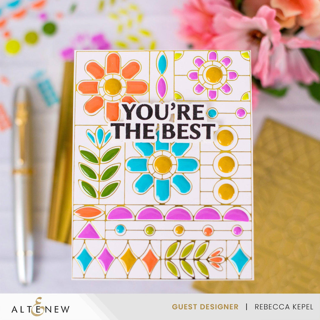 Altenew Die & Stencil & Hot Foil Plate & Enamel Elements Bundle Flower Shine