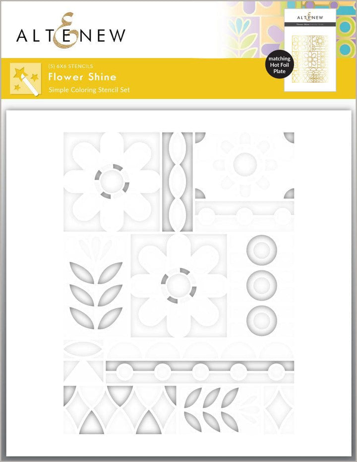 Altenew Die & Stencil & Hot Foil Plate & Enamel Elements Bundle Flower Shine