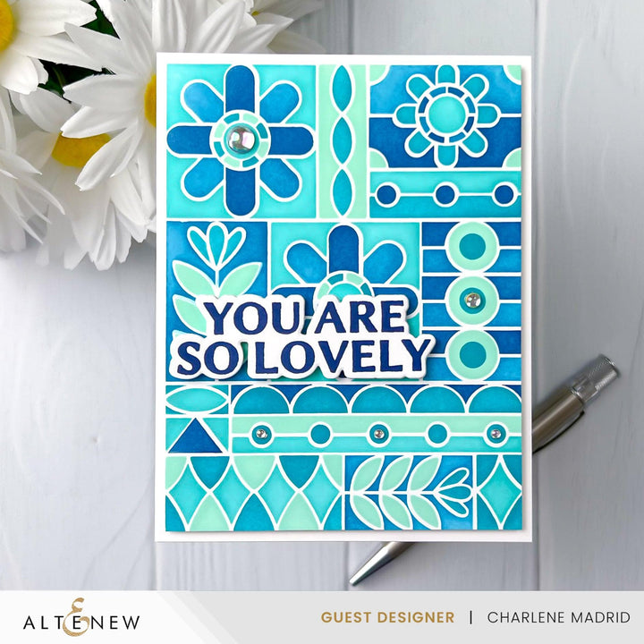 Altenew Die & Stencil & Hot Foil Plate & Enamel Elements Bundle Flower Shine