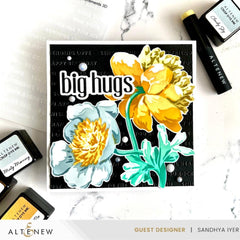 Stencil Art: White Cap Peonies Add-On Die