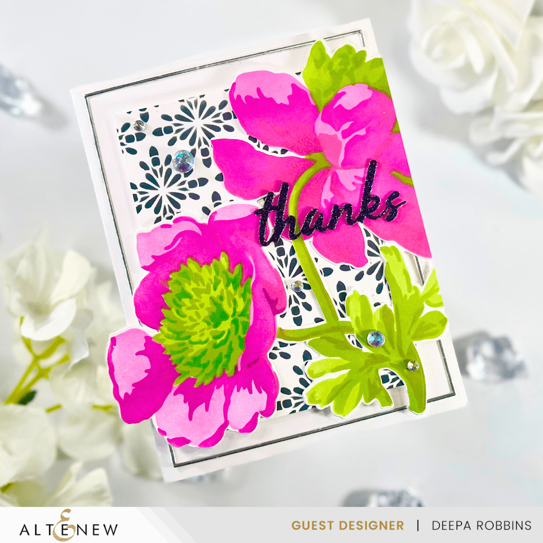 Stencil Art: White Cap Peonies Add-On Die