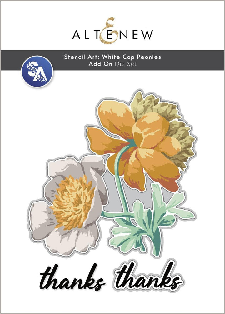Stencil Art: White Cap Peonies Add-On Die