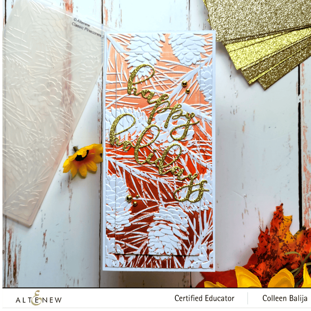 Part A-Glitz Art Craft Co.,LTD Embossing Folder Classic Pinecones Slim 3D Embossing Folder