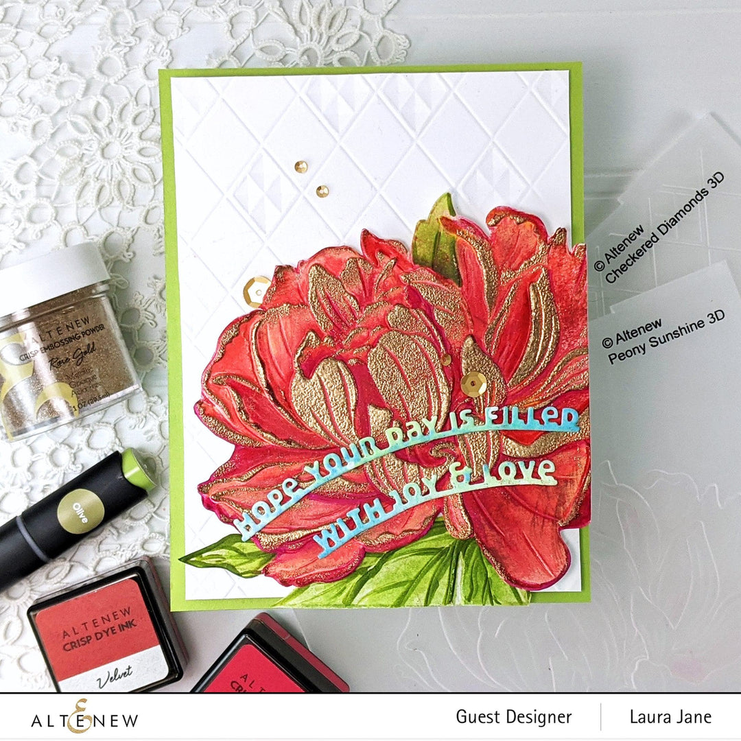Part A-Glitz Art Craft Co.,LTD Embossing Folder Peony Sunshine 3D Embossing Folder