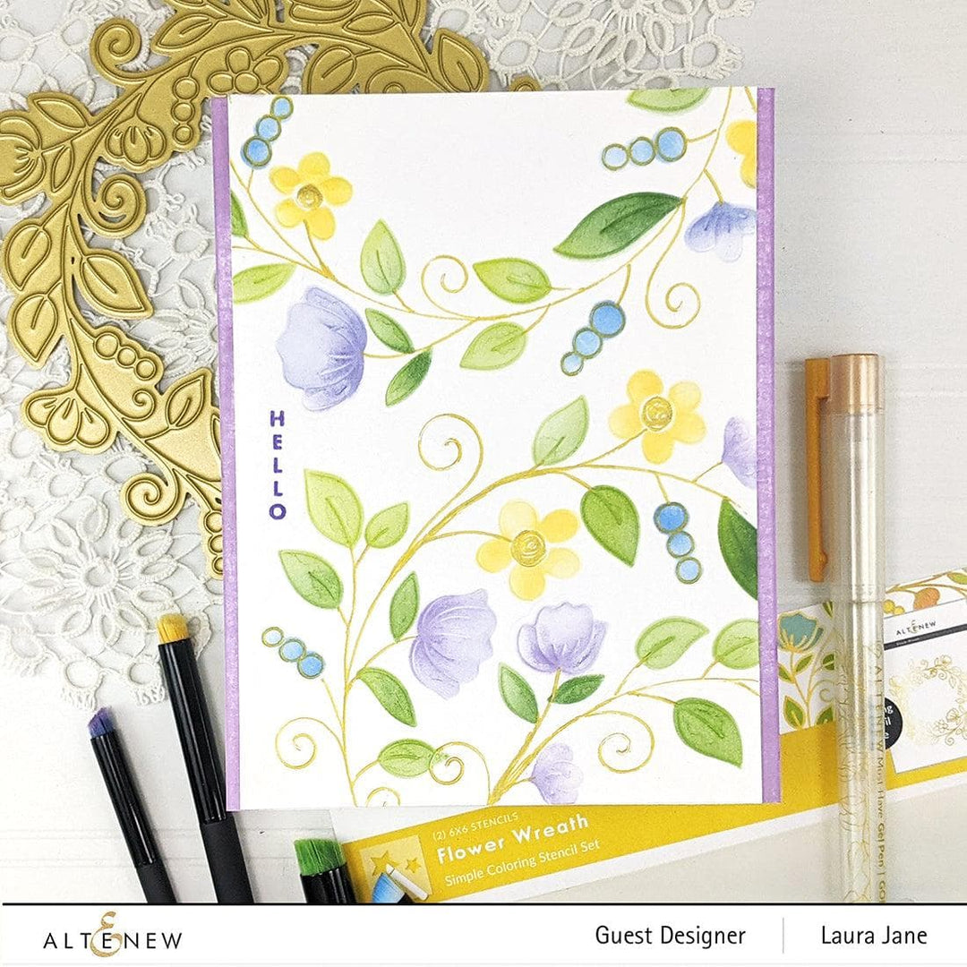 Altenew Hot Foil Plate & Stencil Bundle Flower Wreath Hot Foil Plate & Stencil Bundle