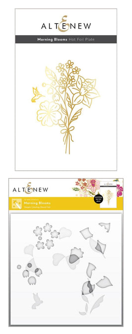 Altenew Hot Foil Plate & Stencil Bundle Morning Blooms Hot Foil Plate & Stencil Bundle