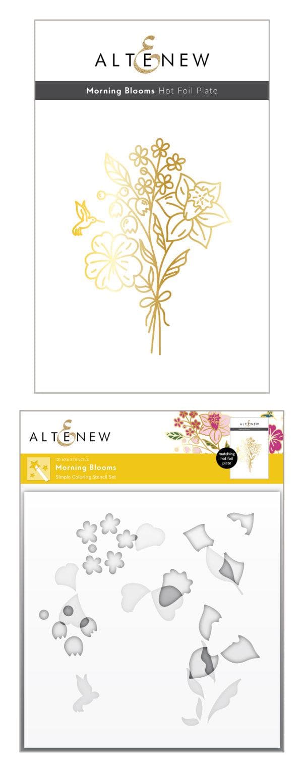 Altenew Hot Foil Plate & Stencil Bundle Morning Blooms Hot Foil Plate & Stencil Bundle