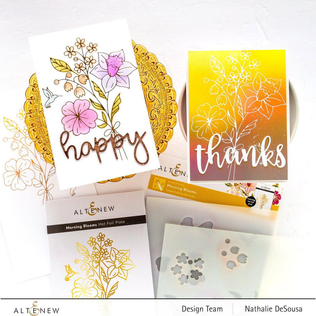 Altenew Hot Foil Plate & Stencil Bundle Morning Blooms Hot Foil Plate & Stencil Bundle