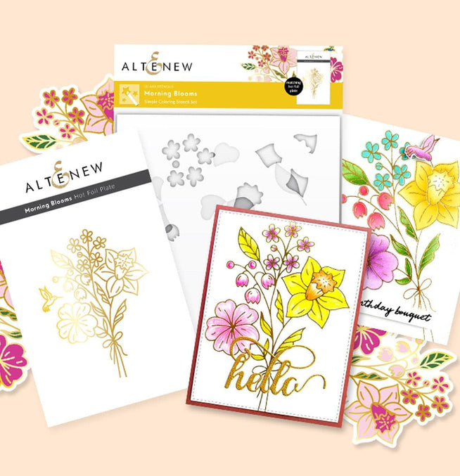 Altenew Hot Foil Plate & Stencil Bundle Morning Blooms