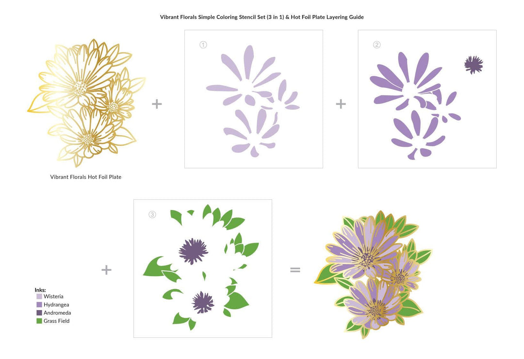 Altenew Hot Foil Plate & Stencil Bundle Vibrant Florals Hot Foil Plate & Stencil Bundle